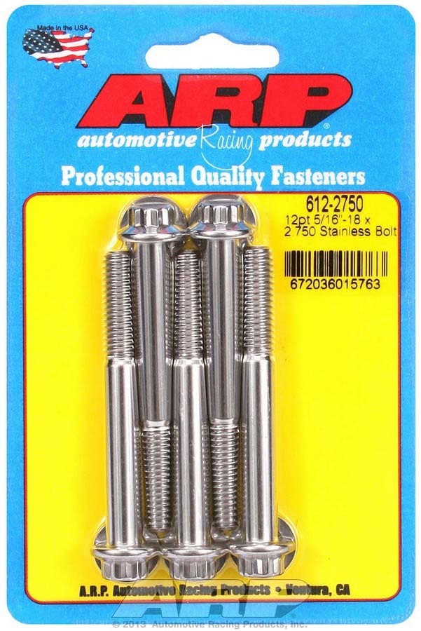 S/S Bolt Kit - 12pt. (5) 5/16-18 x 2.750 - 6122750