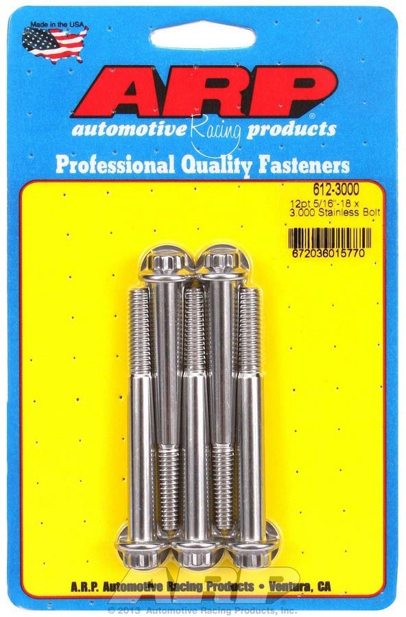 S/S Bolt Kit - 12pt. (5) 5/16-18 x 3.000 - 6123000