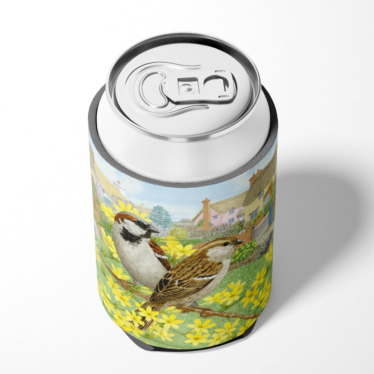 House Sparrows by Sarah Adams Can or Bottle Hugger Cooler Sleeve for Standard 12 oz Cans, Insulated Foam Beer & Soda Can Hugger Reusable