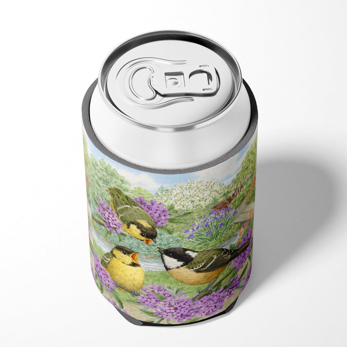 Coal Tits Feeding Time Can or Bottle Hugger Cooler Sleeve for Standard 12 oz Cans, Insulated Foam Beer & Soda Can Hugger Reusable
