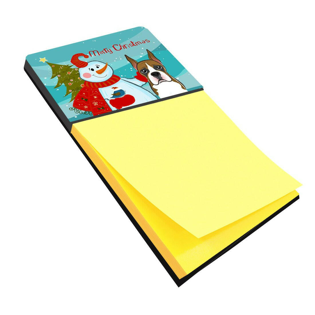 Snowman with Boxer Watercolor Sticky Note Holder Refillable Dispenser Desk Accessory 3x3 Pad Gift