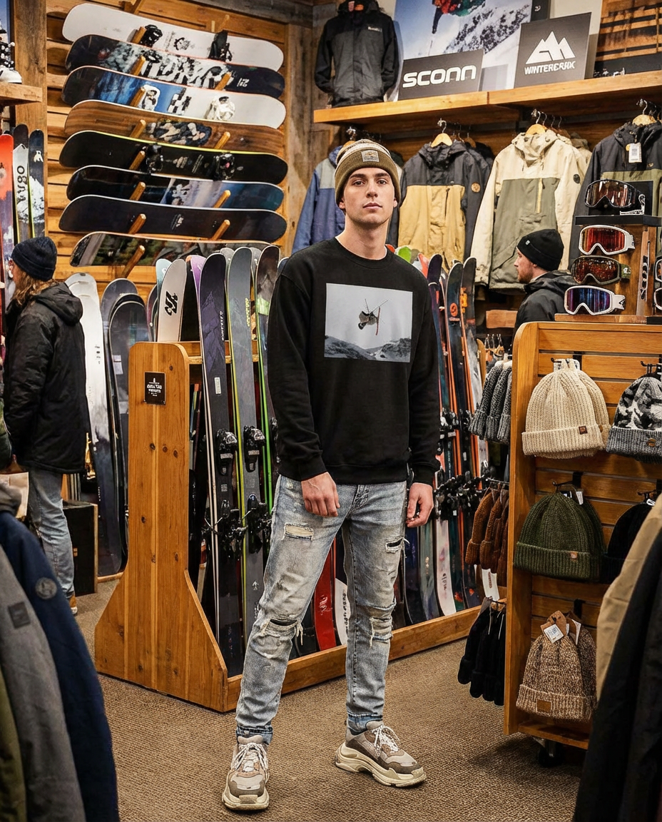 Big Air Jumper, Extreme Sports, French Alps, Moss Apparel, Unisex Crewneck Sweater