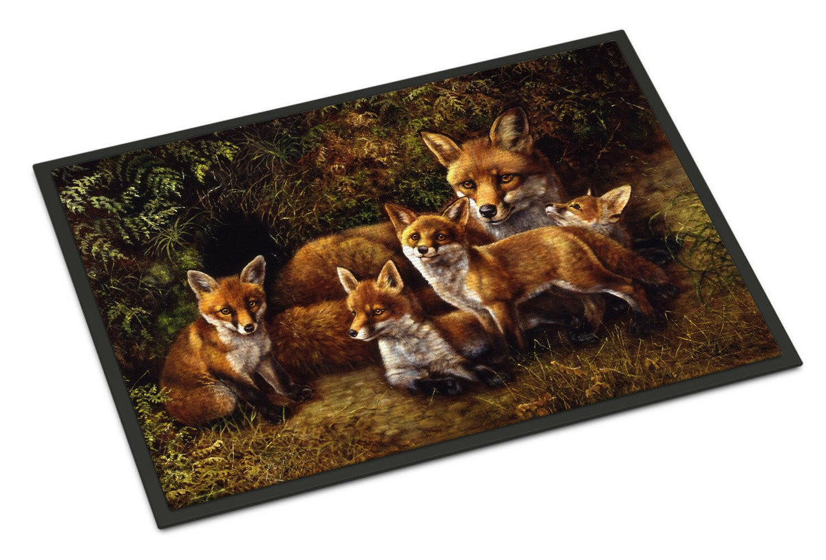 Fox Family Foxes by Daphne Baxter Doormat Indoor Outdoor 24H X 36W Front Door Mat Rugs for Entryway, Non Slip Washable Low Pile,