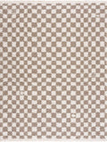 Kieu Taupe Checkered Shag Rug