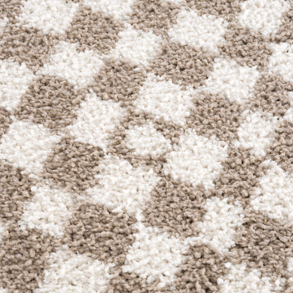 Kieu Taupe Checkered Shag Rug