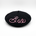 Bae Embroidered Beret in Black
