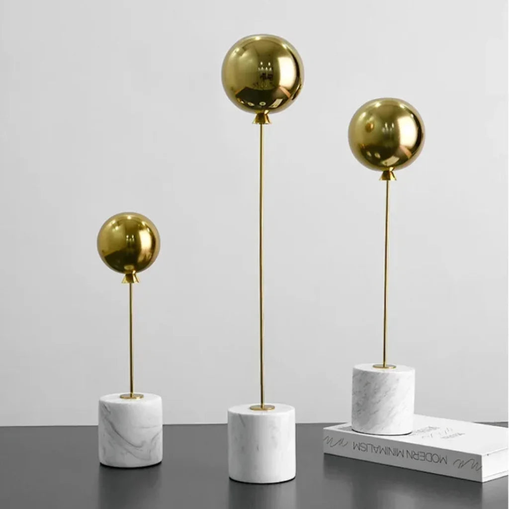 Balloon Sculpture Statue with Marble Base for Modern Home Decor