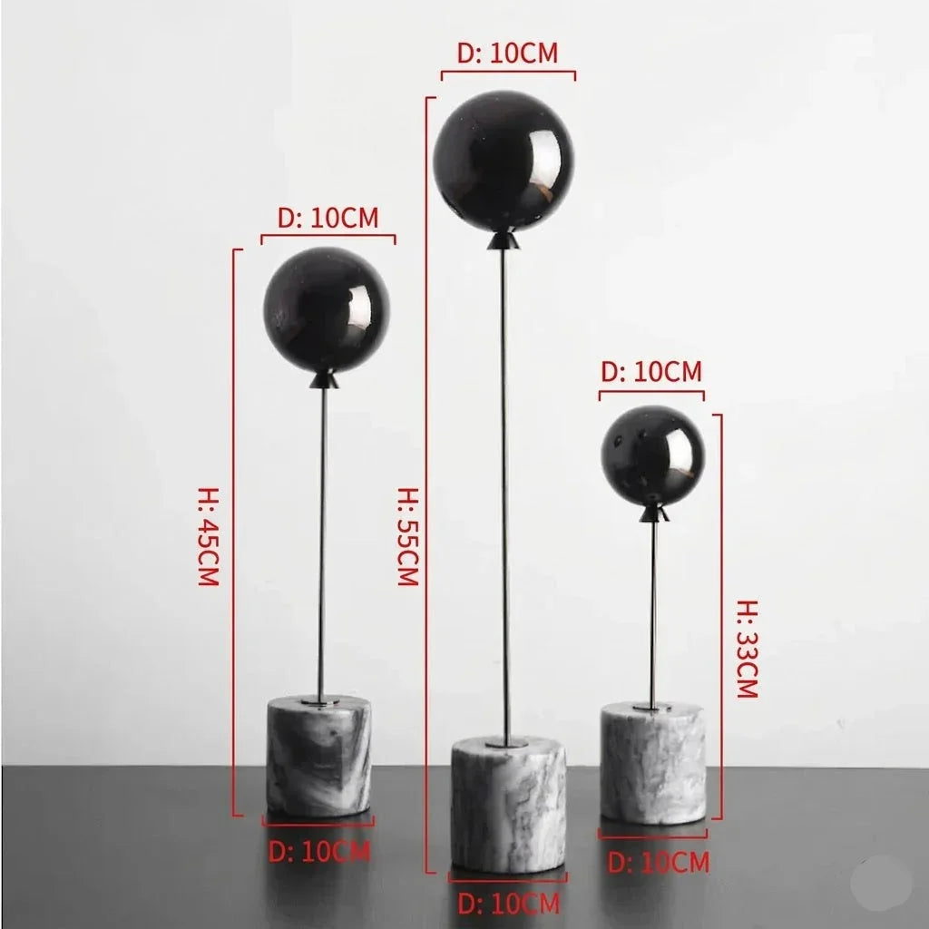 Balloon Sculpture Statue with Marble Base for Modern Home Decor