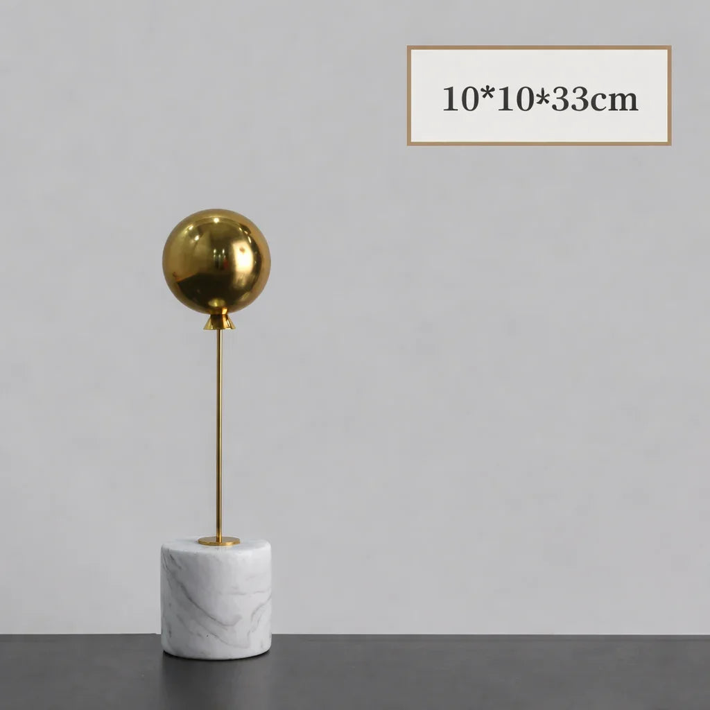 Balloon Sculpture Statue with Marble Base for Modern Home Decor