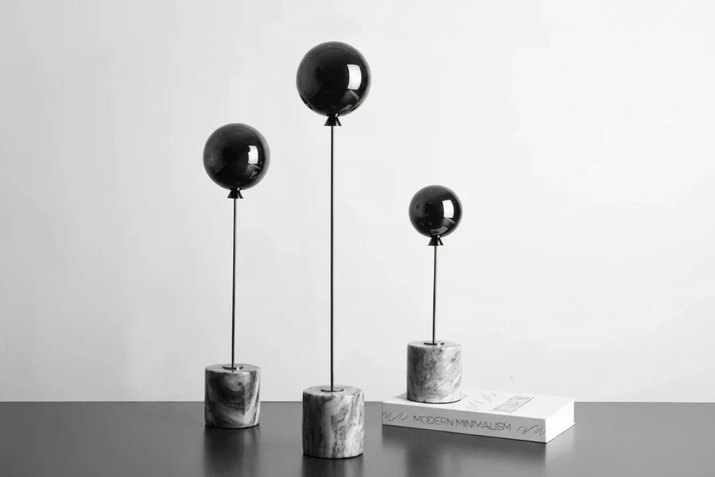 Balloon Sculpture Statue with Marble Base for Modern Home Decor