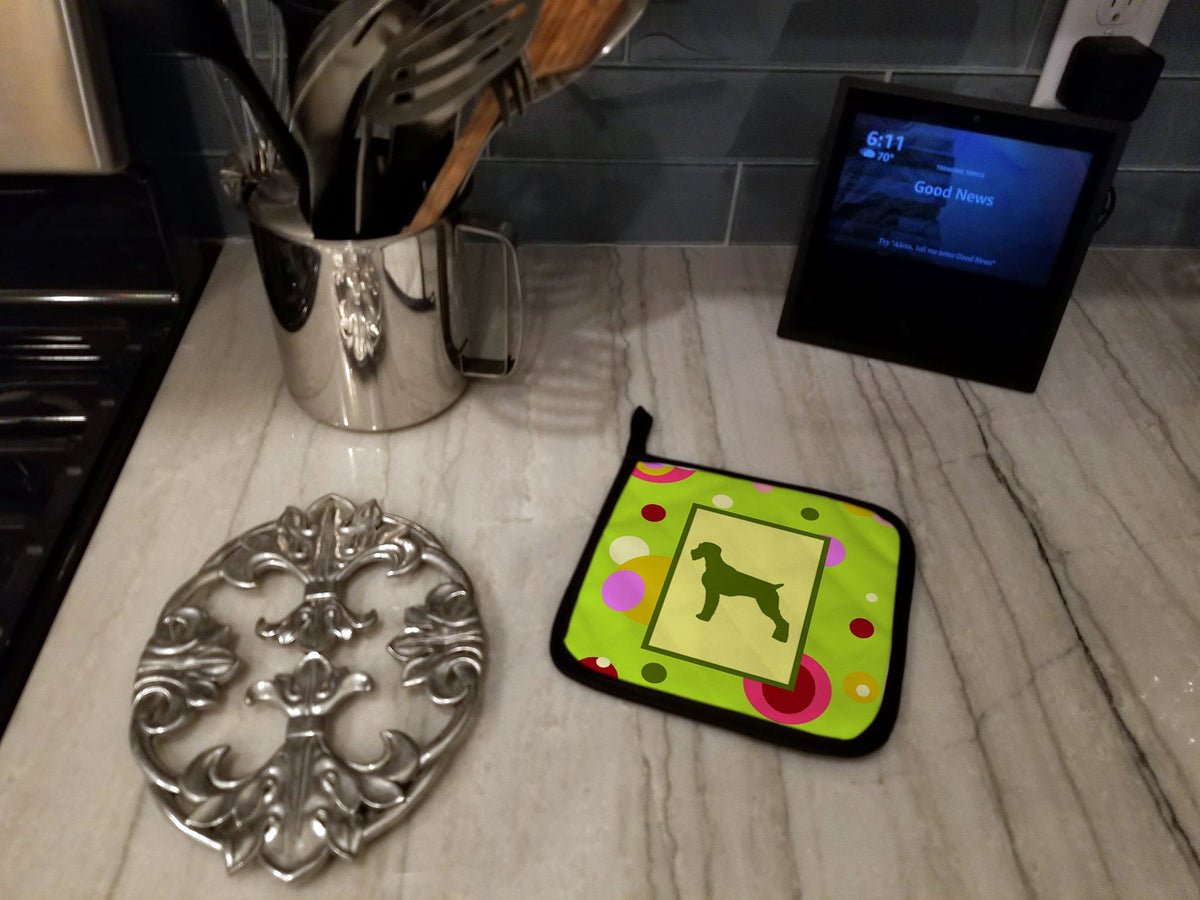German Wirehaired Pointer Pot Holder Set of 2 Heat Resistant Quilted Hot Pads 7.5 x 7.5 Inch, Insulated Kitchen Trivets for Cooking & Baking