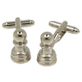 Silvertone Novelty Pawn Chess Piece Cufflinks with Jewelry Box