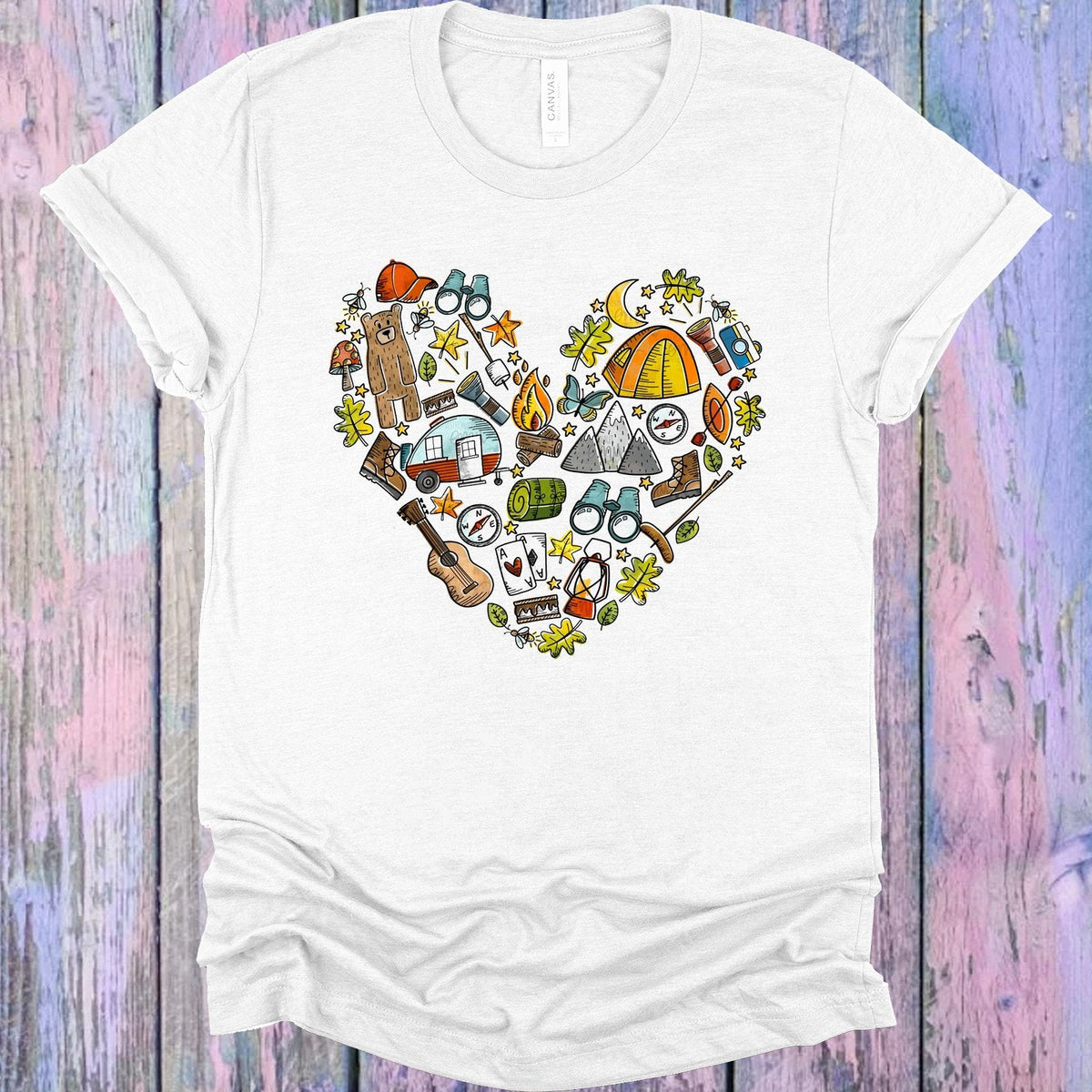 Camping Doodle Heart Graphic Tee