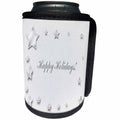 3dRose Beverly Turner Christmas Design - Silver Stars, Happy Holidays - Can Cooler Bottle Wrap (cc_32915)