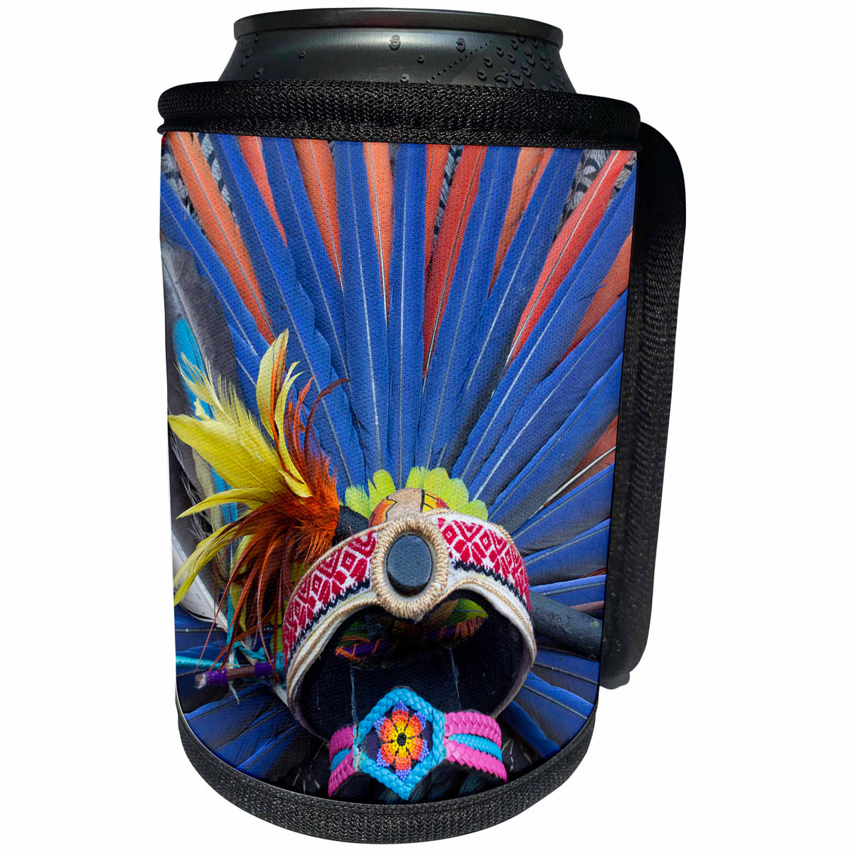 3dRose San Miguel De Allende, Mexico. Native feather headdress. - Can Cooler Bottle Wrap (cc_330887)