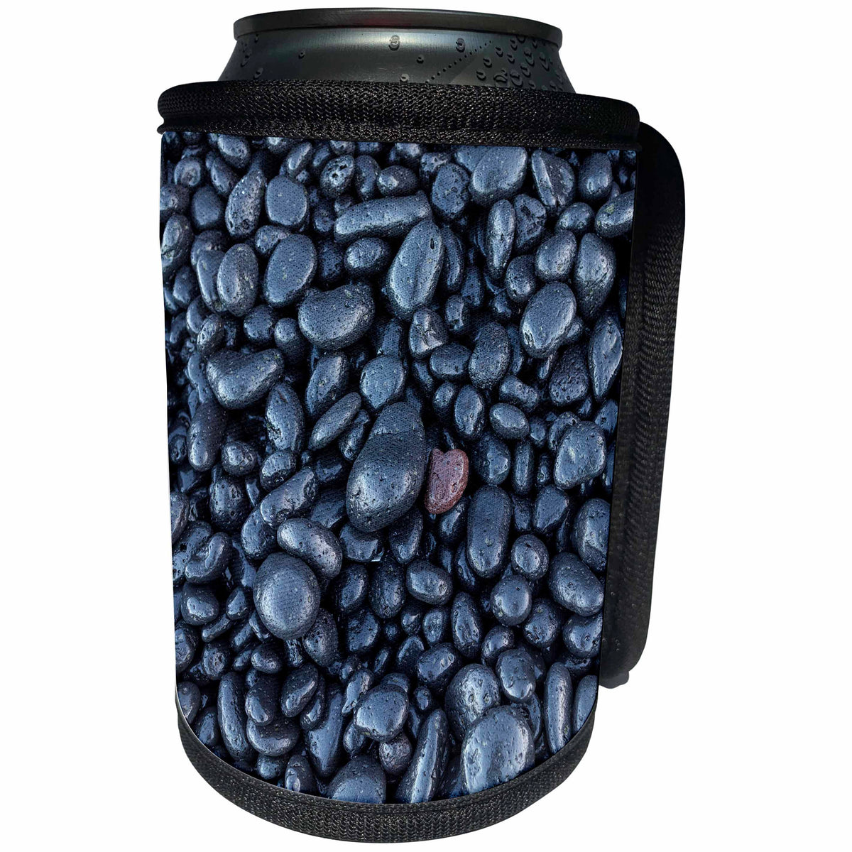 3dRose Black pebble rocks on Milolii Beach, Big Island, Hawaii - Can Cooler Bottle Wrap (cc_331257)