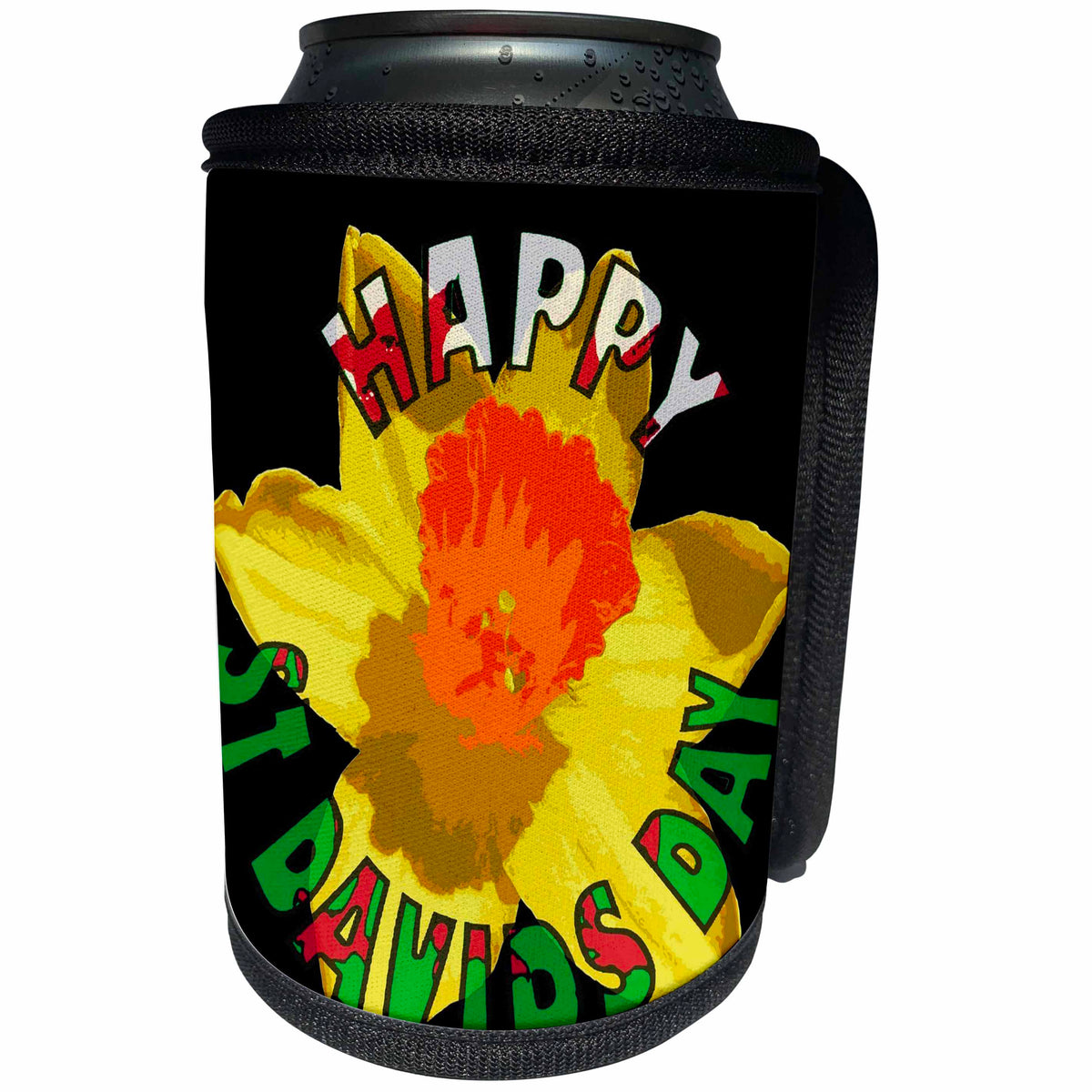 3dRose Yellow daffodil surrounded by text filled with the... - Can Cooler Bottle Wrap (cc_334277)