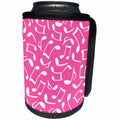 3dRose Music Notes Pattern Pink and White - Can Cooler Bottle Wrap (cc_335152)