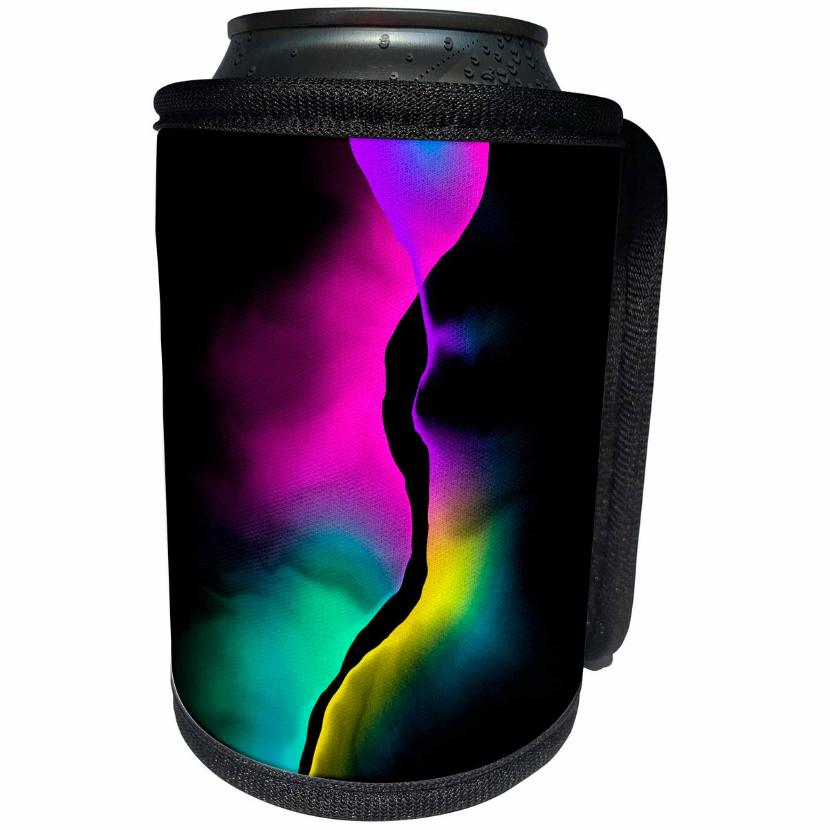 3dRose Surreal Neon Light In Bright Colors On Black - Can Cooler Bottle Wrap (cc_336303)