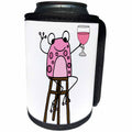 3dRose Cute Funny Pink Frog Drinking Wine Cartoon - Can Cooler Bottle Wrap (cc_338268)