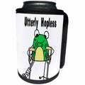 3dRose Cute Funny Green Frog on Crutches Utterly Hopless Pun... - Can Cooler Bottle Wrap (cc_338270)