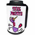 3dRose Cute Funny Inspirational Purple Unicorn says Think... - Can Cooler Bottle Wrap (cc_338278)
