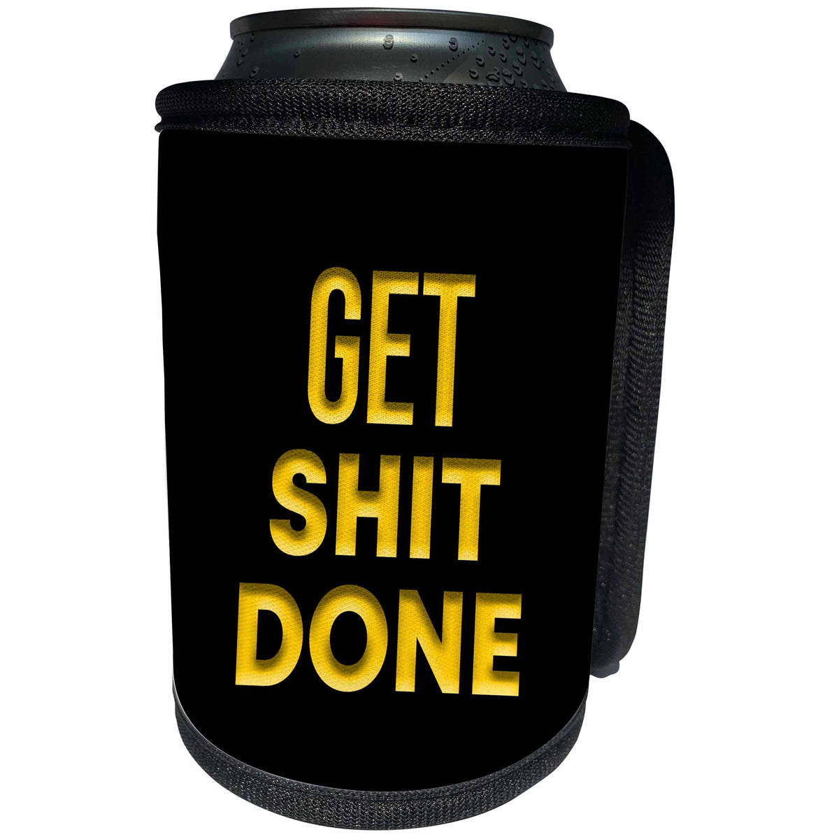 3dRose Get Shit Done funny inspirational text of yellow color... - Can Cooler Bottle Wrap (cc_339251)