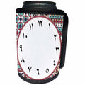 3dRose Arabic Clock face with Arabic Numbers - Red Turquoise... - Can Cooler Bottle Wrap (cc_344404)