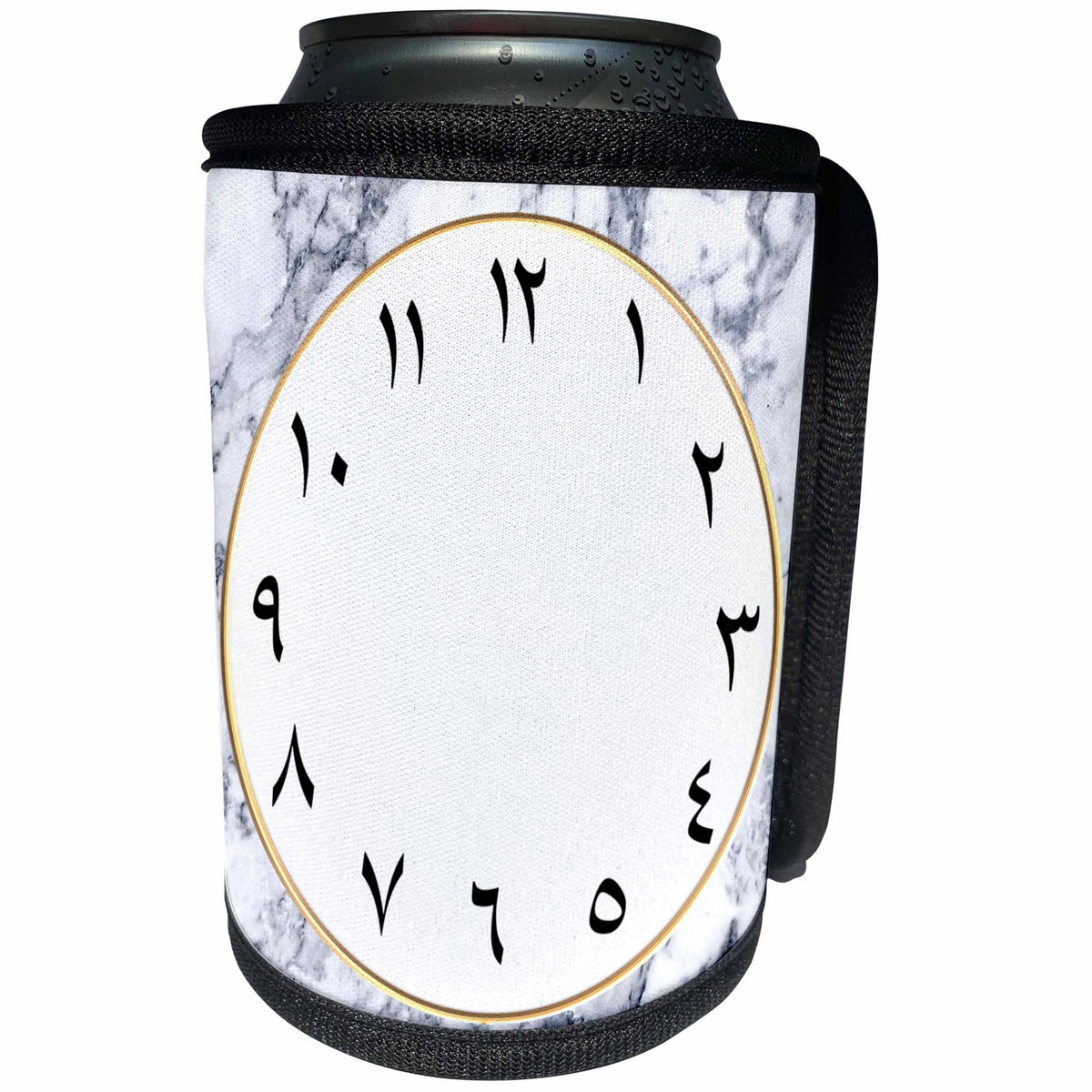 3dRose Arabic Clock face with Arabic Numbers - White Grey... - Can Cooler Bottle Wrap (cc_344406)