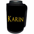 3dRose Karin widespread lady name in the America. Yellow on... - Can Cooler Bottle Wrap (cc_346824)