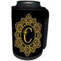 3dRose Floral mandala monogram. Gold on black design. Awesome... - Can Cooler Bottle Wrap (cc_346861)