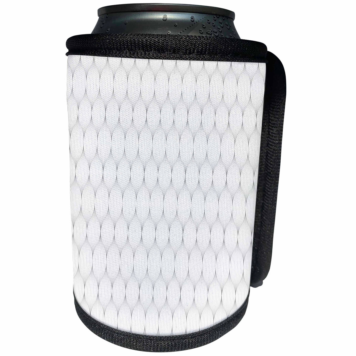 3dRose Silver Grey On White Optical Waves Repeat Pattern - Can Cooler Bottle Wrap (cc_347075)