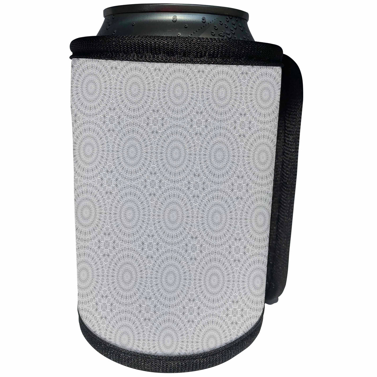 3dRose Silver Grey Spiderweb Dreamcatcher Mandala Pattern - Can Cooler Bottle Wrap (cc_347076)
