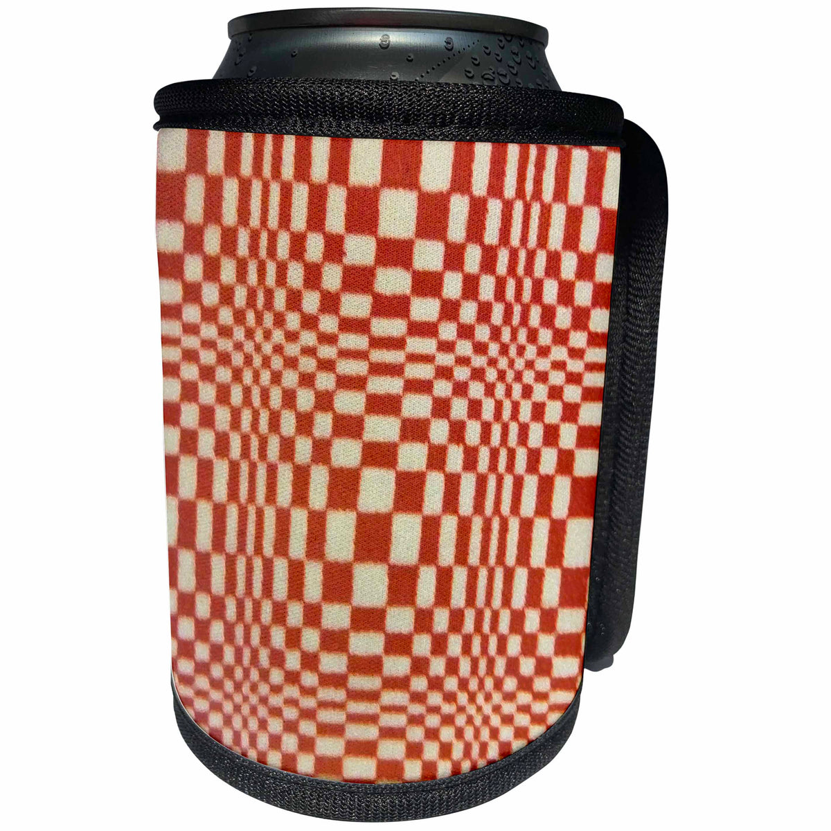 3dRose Florene Optical Illusions - White and Red Optical Illusion - Can Cooler Bottle Wrap (cc_34708)