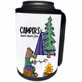 3dRose Funny Cute Brown Bear Campers have Smore fun Pun Cartoon - Can Cooler Bottle Wrap (cc_347523)