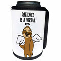 3dRose Funny Cute Cool Sloth Angel Patience is a Virtue Cartoon - Can Cooler Bottle Wrap (cc_347530)