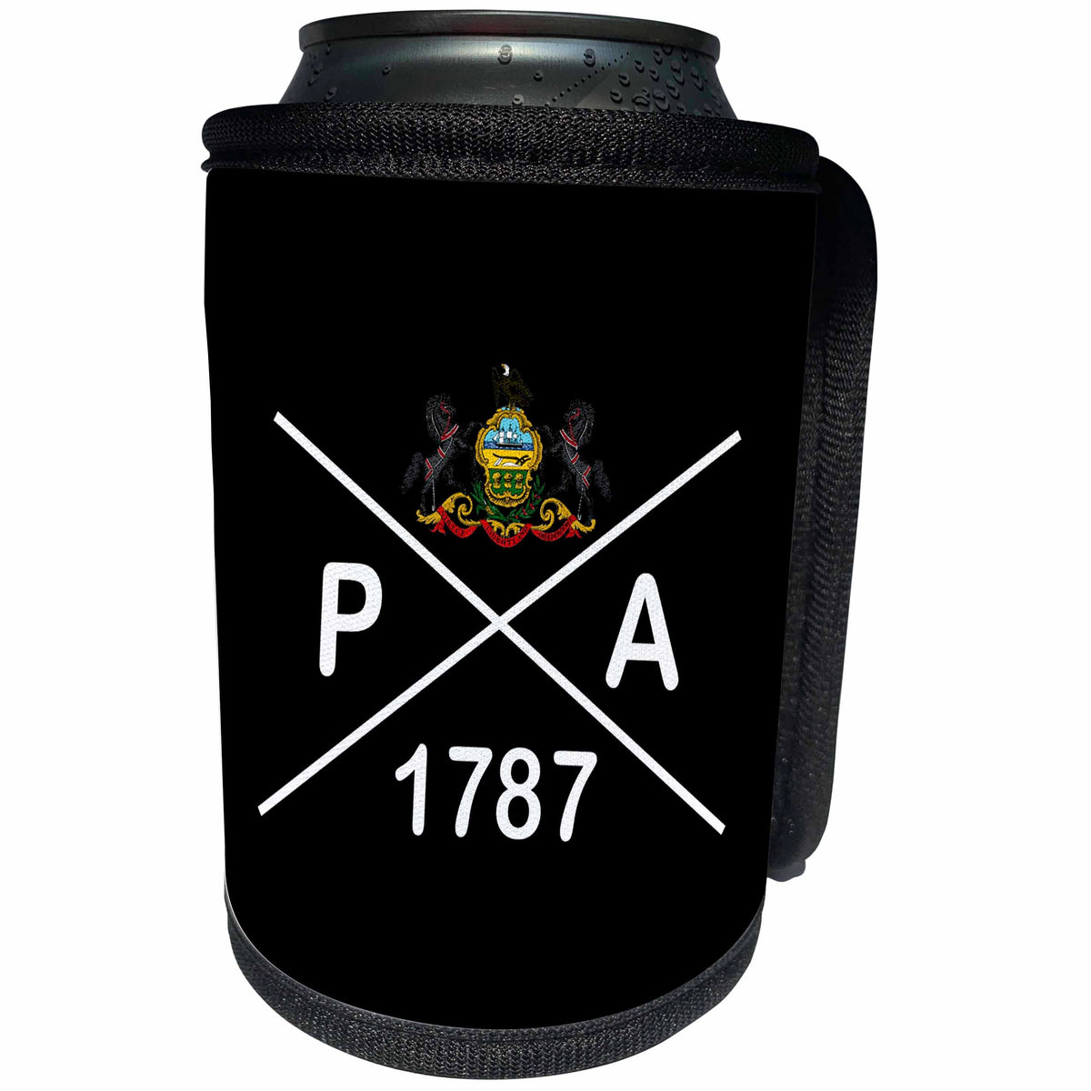 3dRose Pennsylvania state abbreviation, statehood, and flag... - Can Cooler Bottle Wrap (cc_348348)