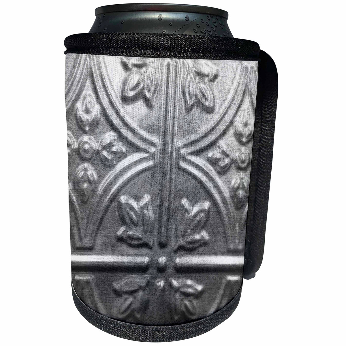 3dRose Florene Designer Texture - Silver Relief - Can Cooler Bottle Wrap (cc_34863)