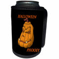 3dRose Image of A large Grump Pumpkin On Black Says Halloween... - Can Cooler Bottle Wrap (cc_349049)