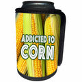 3dRose Image of Words Addicted to Corn with Corn Background - Can Cooler Bottle Wrap (cc_349096)