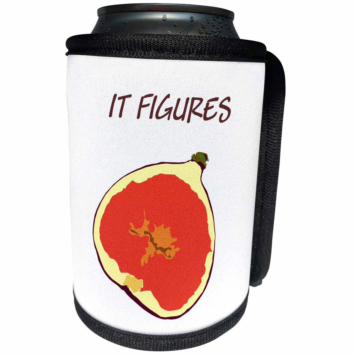 3dRose Image of Cartoon Fig With Words it Figures - Can Cooler Bottle Wrap (cc_349106)