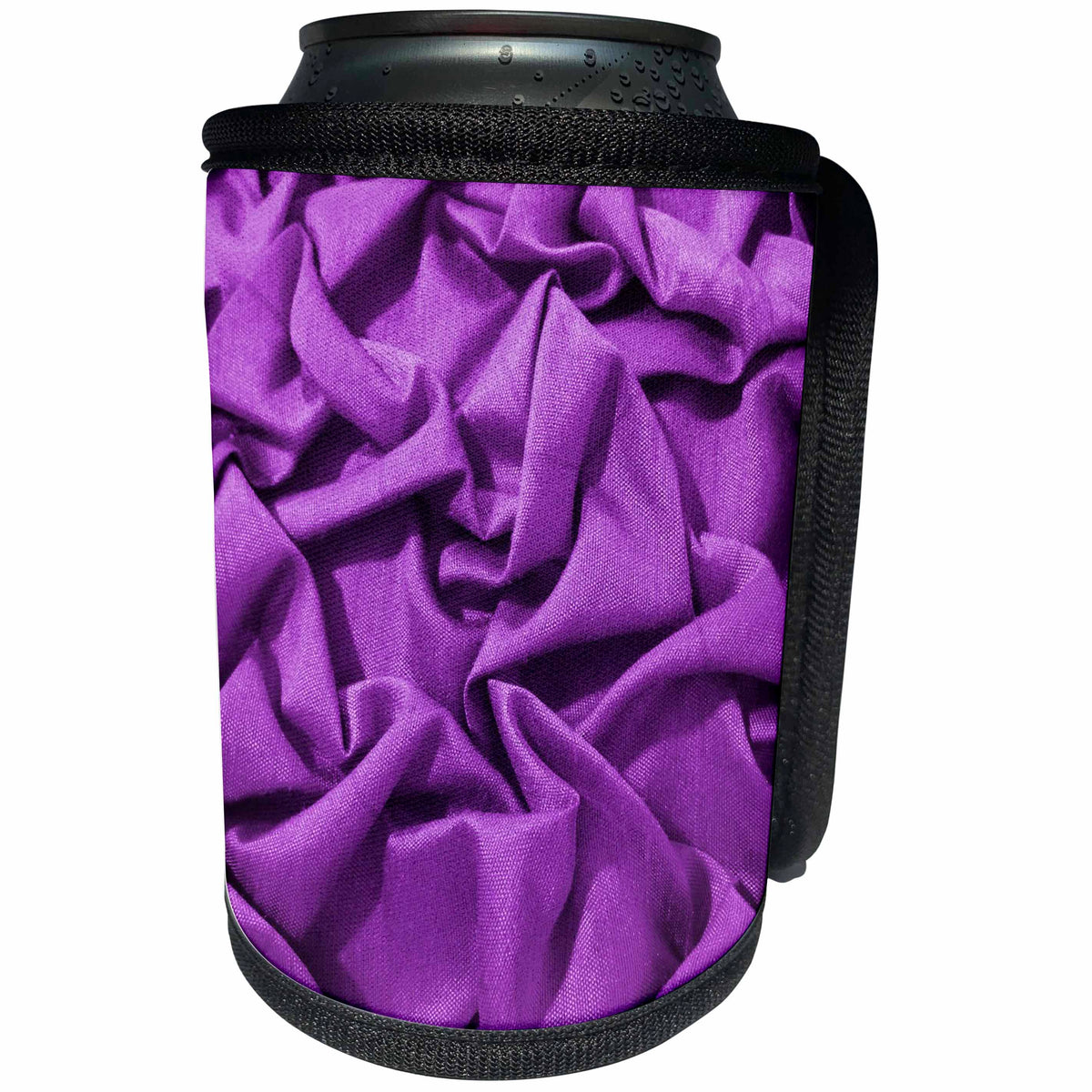 3dRose Florene Designer Texture - Red Purple Ruffles - Can Cooler Bottle Wrap (cc_34995)