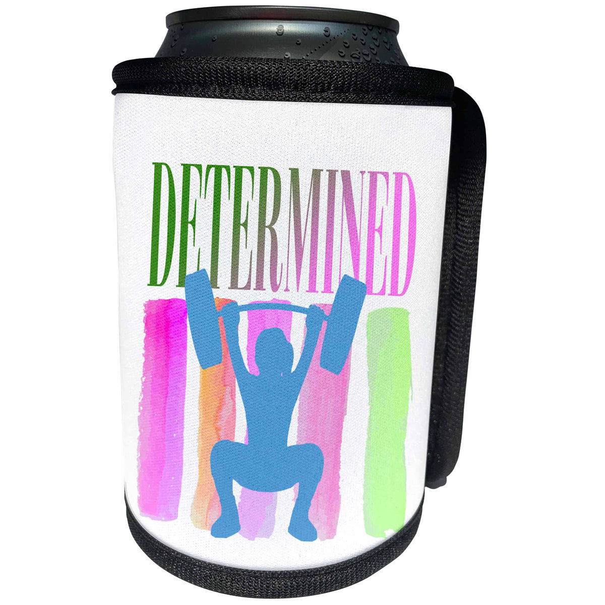 3dRose Image of Word Determined with Striped Background... - Can Cooler Bottle Wrap (cc_350611)