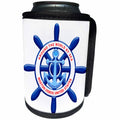 3dRose Boston, USBOS, USA. Helm and anchor. Around the world... - Can Cooler Bottle Wrap (cc_351439)