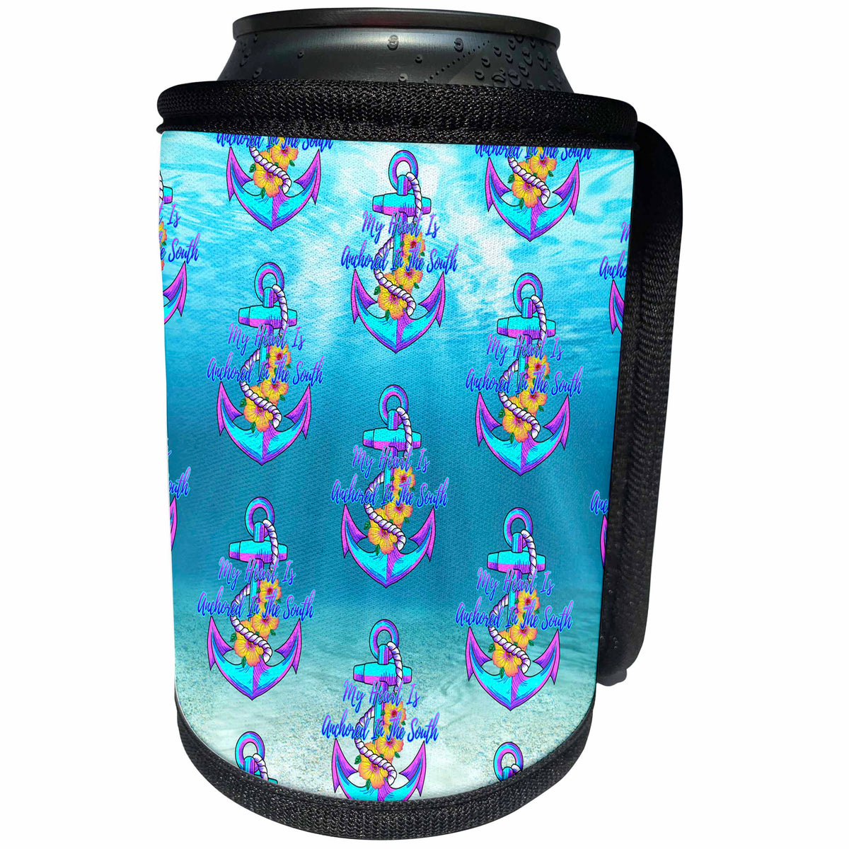3dRose Nautical coastal ship anchor Anchored In The South... - Can Cooler Bottle Wrap (cc_351465)