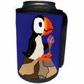 3dRose Funny Cute Cool Puffin Bird eating Ice Cream Cone... - Can Cooler Bottle Wrap (cc_351682)