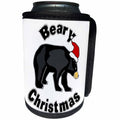 3dRose Cute Funny Beary Christmas Black Bear in Santa hat Pun... - Can Cooler Bottle Wrap (cc_352116)