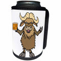 3dRose Funny Cute Musk Ox Drinking Scotch Whiskey Cartoon - Can Cooler Bottle Wrap (cc_352155)