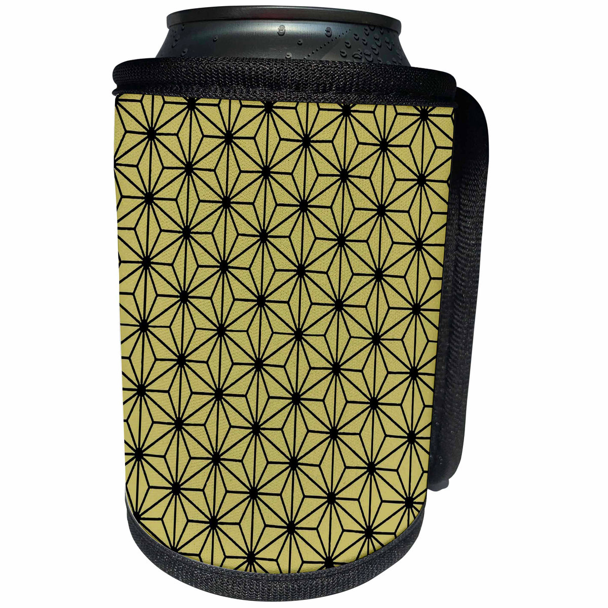 3dRose Geometric Art Deco Style Triangles Pattern Black On... - Can Cooler Bottle Wrap (cc_352958)