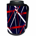 3dRose Crisscrossing Red and White Strips Eighies Retro Design - Can Cooler Bottle Wrap (cc_352961)